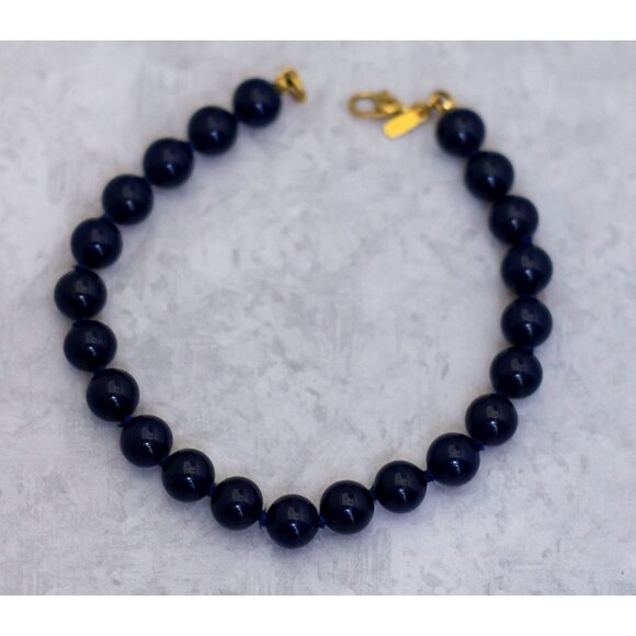8 Inch, Vintage Dark Blue Beaded Bracelet by Monet - CK1 - Picture 1 of 3